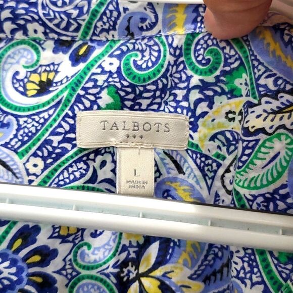 Talbots Womans Cotton, Floral  3/4 Sleeve Blouse,  Size Large - Picture 3 of 6